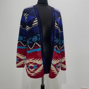 Open front cardigan. Very fun pattern. Warm.